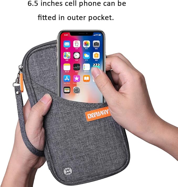 defway Passport Holder Travel Wallet - Family Passport Holder of 4, RFID Blocking Passport Wallet for Men Women, Travel Essentials for Flying, GREY-CubbioJoy