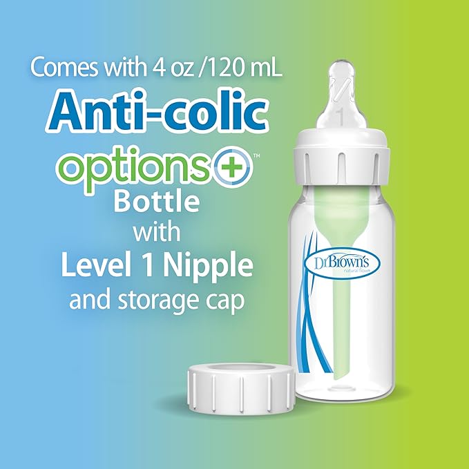 Dr. Brown's 100% Silicone One-Piece Breast Pump,Hands-Free Breast Milk Collector with Anti-Colic Options+ Baby Bottle (4 oz/120 mL),Level 1 Nipple,Travel Lid and Travel Bag-CubbioJoy