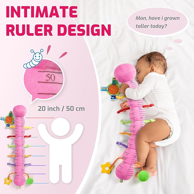 Sumobaby Baby Toys 0-6 6-12 Months,Music Caterpillar Plush Toy with Baby Mirror, Pull String&Crinkle Rattle,Infant Sensory Toys,Tummy Time for 0-3-6-12 Month Boys Girls Newborn Gifts (Pink-Branch)-CubbioJoy