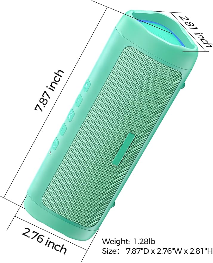 Bluetooth Speaker with HD Sound, Portable Wireless, IPX5 Waterproof, Up to 20H Playtime, TWS Pairing, BT5.3, for Home/Party/Outdoor/Beach, Stocking Stuffers, White Elephant Gifts for Adults (Teal)-CubbioJoy