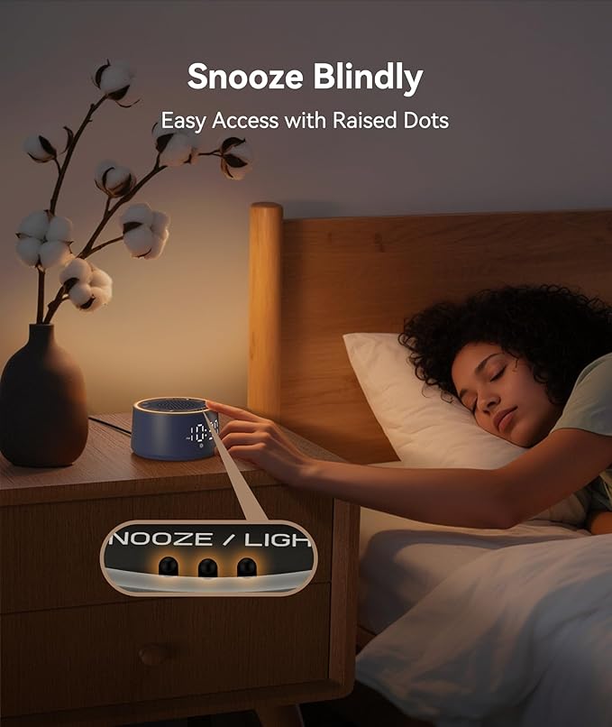 Dreamegg Sound Machine & Alarm Clock - White Noise Machine with 7 Wake-Up Sounds, 0-100% Dimmable, Night Light, Sound Machine for Sleeping, Office, Home, Travel Essentials Gift, Navy-CubbioJoy