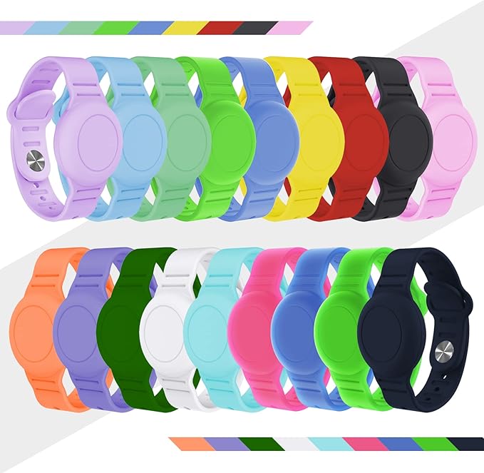 2 Pack Waterproof AirTag Bracelet for Kids, Hidden Silicone Wristband for AirTag, GPS Tracker Case for Air Tag Holder Strap Band for Child Toddler,Secure Anti-Loss Protection(Blue Matcha)-CubbioJoy