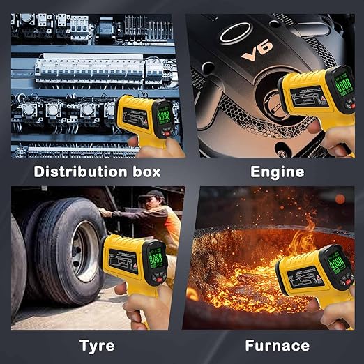 Infrared Thermometer High Temperature Gun -58℉~2732℉, 50:1 Distance Ratio, Digital Laser IR Temp Gun for Cooking, Pizza Oven, Engine, Kilns, Forges, Industry, and Home Repair.-CubbioJoy