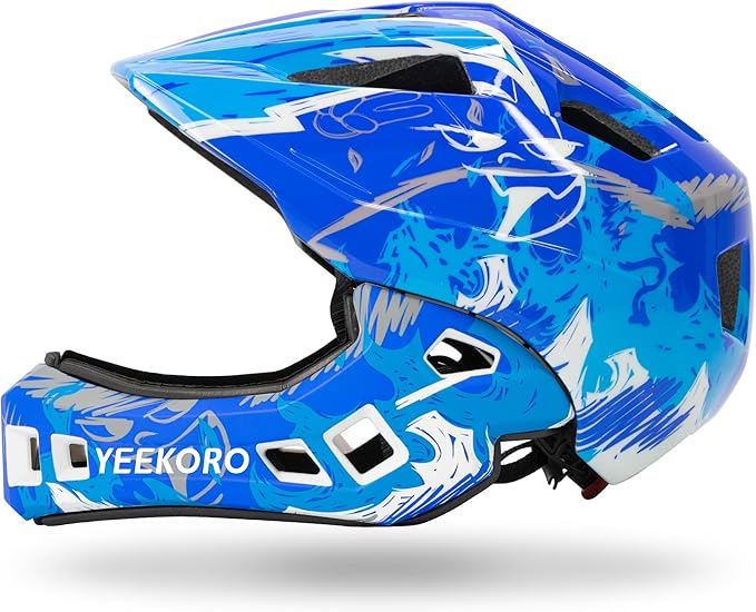 Kids Bike Helmet with Chin Guard, Adjustable Detachable Children’s Full Face Helmet for Girls and Boys, Cycling Helmets Skateboard, Scooter-CubbioJoy