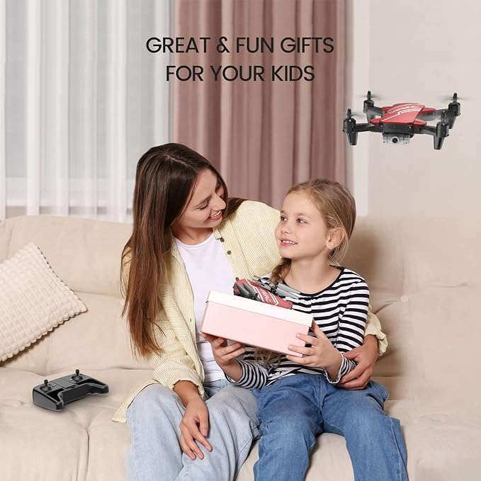 DEERC D20 Mini Drone for Kids with 720P HD FPV Camera Remote Control Toys Gifts for Boys Girls with Altitude Hold, Headless Mode, One Key Start Speed Adjustment, 3D Flips 2 Batteries, Red-CubbioJoy