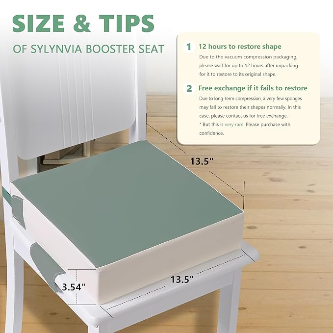 Booster Seat for Kitchen Chair with Adjustable Straps, Toddler Booster Seats for Dining Table Portable for Travel Camping Eating, Booster Cushion for Table for Baby Child Infant Kid Boy Girl-CubbioJoy