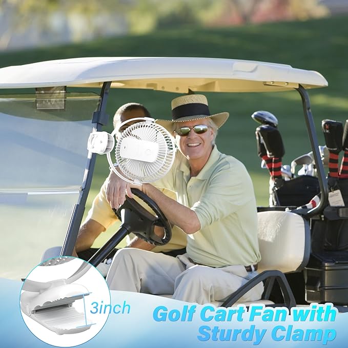 12000mAh Clip on Fan 30H Longest Runtime, 8in Portable Fan Rechargeable, Ultra Quiet with Heavy-Duty Clamp, USB Desk Fans for Golf Cart,Office Desk, Treadmill, Camping, Bedroom-CubbioJoy