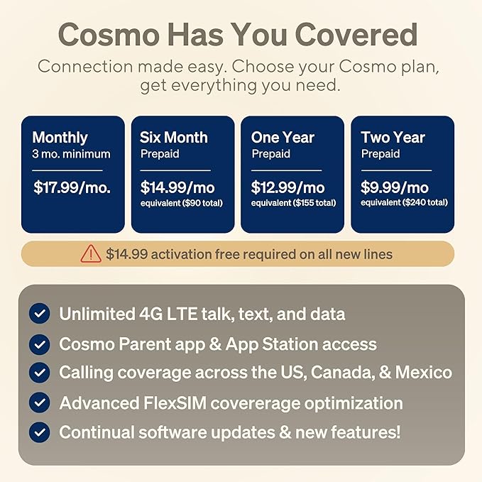 JrTrack 5 Kids Smart Watch by Cosmo | Best Kid-Safe Phone Watch | Precision Real-Time GPS Tracking | Call, Text, Activity, School Settings | Spotify Music | Parental Controls | SOS & Safety Alerts-CubbioJoy