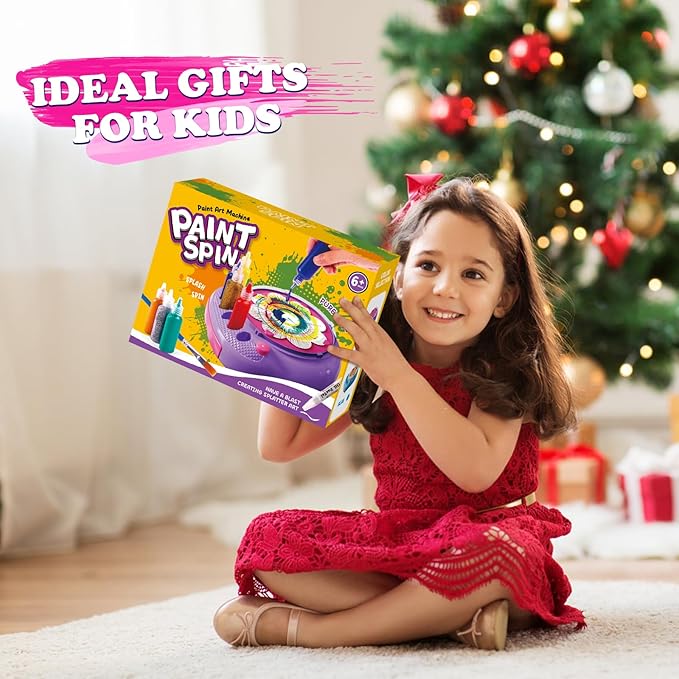 Arts and Crafts for Kids Ages 4-8,Paint Spin Art Machine Kit,Art Craft Set for 6-9 Year Old,Cool Painting Spinner Toys Kits Set,Art Supplies Birthday Gifts for Boy Girl Ages 6 7 8 9 10 11 12 Pink-CubbioJoy