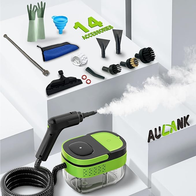 2500W Handheld Steam Cleaner,Portable Car Steamer For Auto Detailing,High-Temperature and Pressure Steam Cleaner For Home, Steam Cleaning Machine for Furniture,Kitchen,Grout,Floor,Tile (09-Green)-CubbioJoy