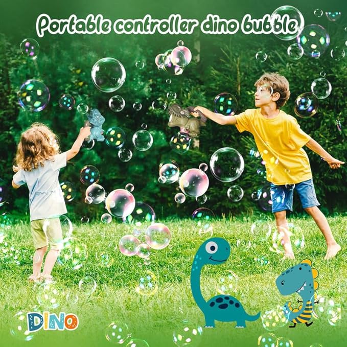 Dinosaur Bubble Machine with Colorful Lighting for Kids Automatic Handheld Dinosaur Bubble Toy 20000+ Big Bubbles Per Minute Bubbles Toy for Outdoor Parties Yard Fun Kids Gift Tyrannosaurus Green-CubbioJoy