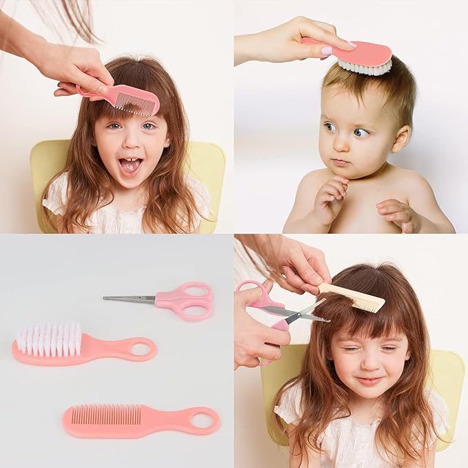 Baby Grooming and Healthcare Kit, Portable Baby Safety Care Set with Hair Brush Comb Nail Clipper Nasal Aspirator for Nursery Newborn Infant Girl Boy (32 in 1, Pink)-CubbioJoy