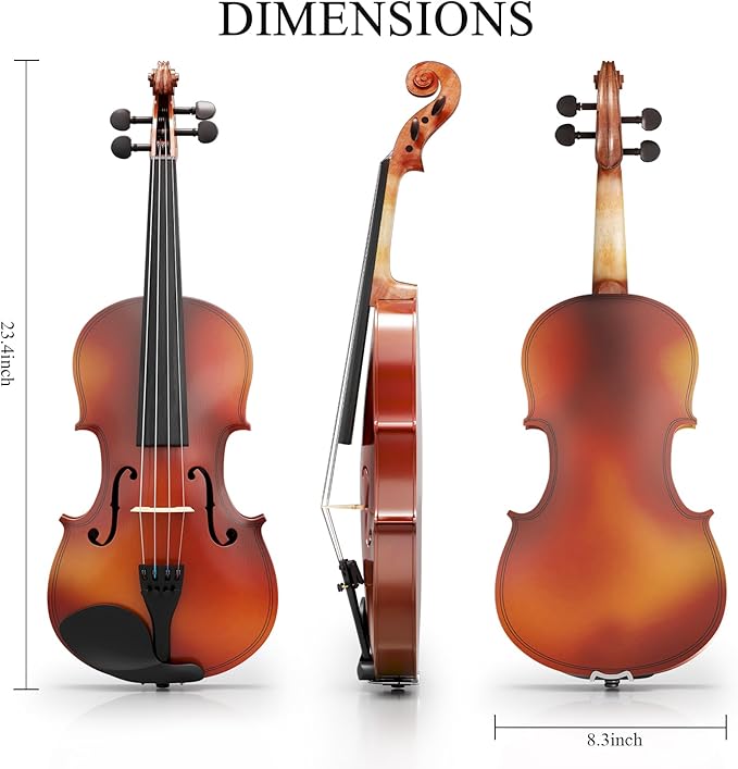 4/4 Beginner Violin Kit for Adults, Complete Full Size Violin Set with Portable Case, Bow, Rosin, Natural-CubbioJoy