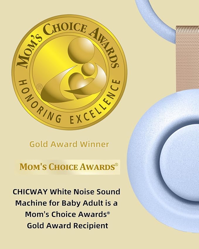 2025 Mom's Choice Awards, Portable Sound Machine for Baby Adult, AI Cry Detection, 18 Soothing Sound, Bluetooth Rechargeable White Noise Machine for Home Office Travel, Nursery Light, Blue-CubbioJoy