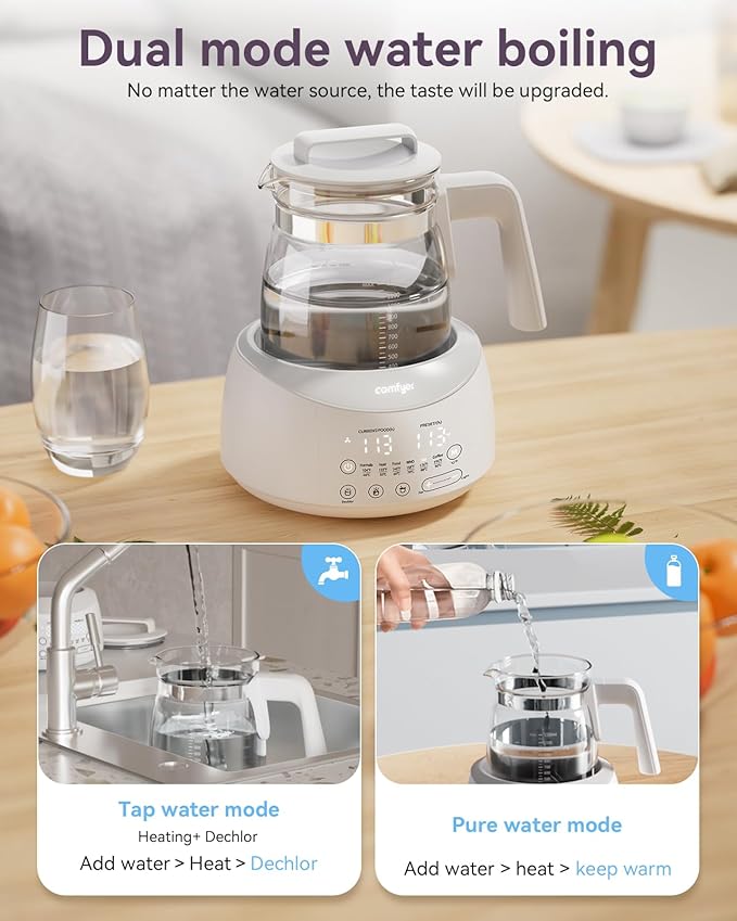 Bottle Warmer comfyer, Baby Bottle Warmer with Night Light & Faster Cooling Fan, Instantly Water Warmer, Tea Kettle Electric with 6 Temperature Control Presets, Feed Baby More Easier and Healthier-CubbioJoy