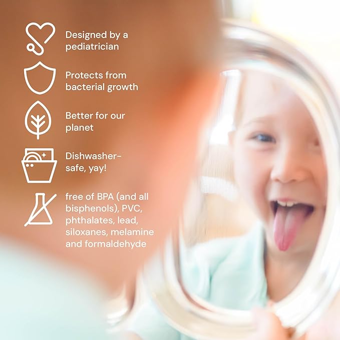 Ahimsa Stainless Steel Kids Dinnerware Set - 5 Piece Toddler Plates and Bowls Set, Pediatrician Designed, Includes Non Toxic Toddler Plate and Bowl, Kids Utensils and Cup (Classic Stainless Steel)-CubbioJoy