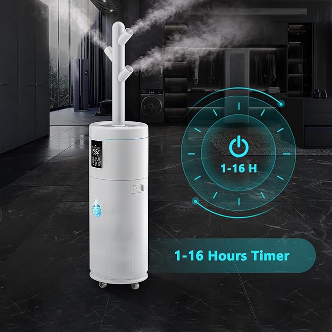 17L/4.5Gal Ultra Large Humidifiers for Bedroom 2000 sq ft, Quiet Humidifiers for Large Room, Tower Humidifier with 4 Mist Mode & Extension Tube for Home School Office Commercial Greenhouse Plants-CubbioJoy