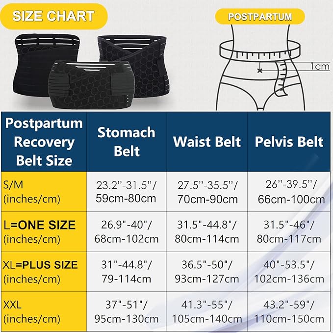 3 in 1 Postpartum Belly Band - Postpartum Belly Support Recovery Wrap, After Birth Brace, Slimming Girdles, Body Shaper Waist Shapewear, Post Surgery Pregnancy Belly Support Band (S/M, Black)-CubbioJoy