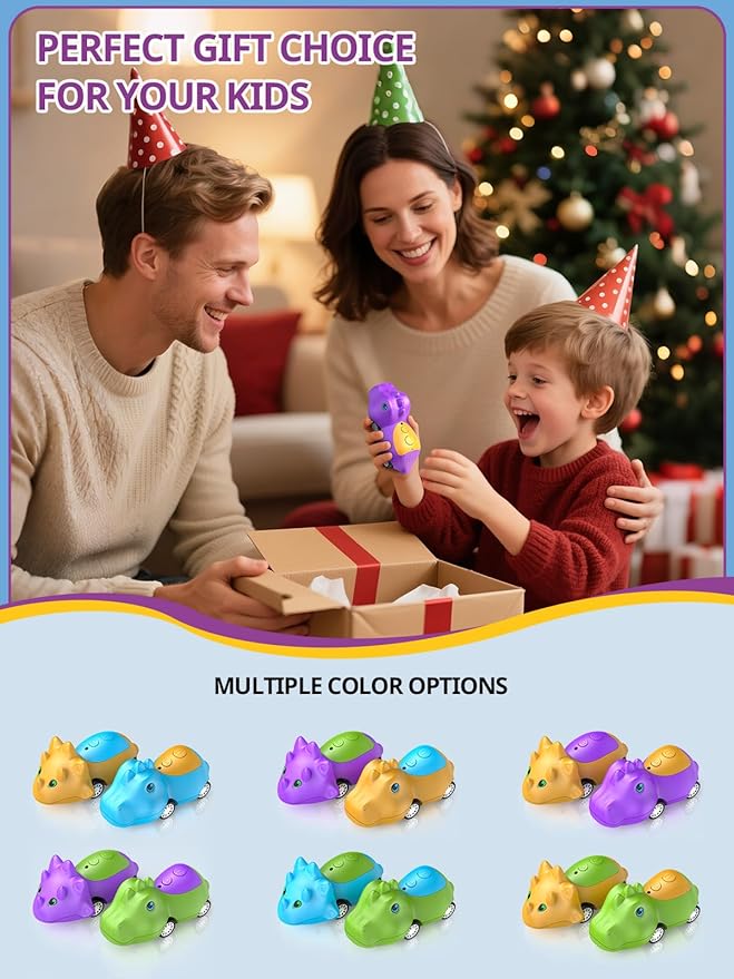 Dinosaur Walkie Talkies for Kids Rechargeable, Dino Toy Cars for Boys & Girls Ages 3-7, Crystal-Clear Audio, 48H Play, Fun Indoor & Backyard, Birthday Xmas Gifts for Toddler, 2 Pack-CubbioJoy