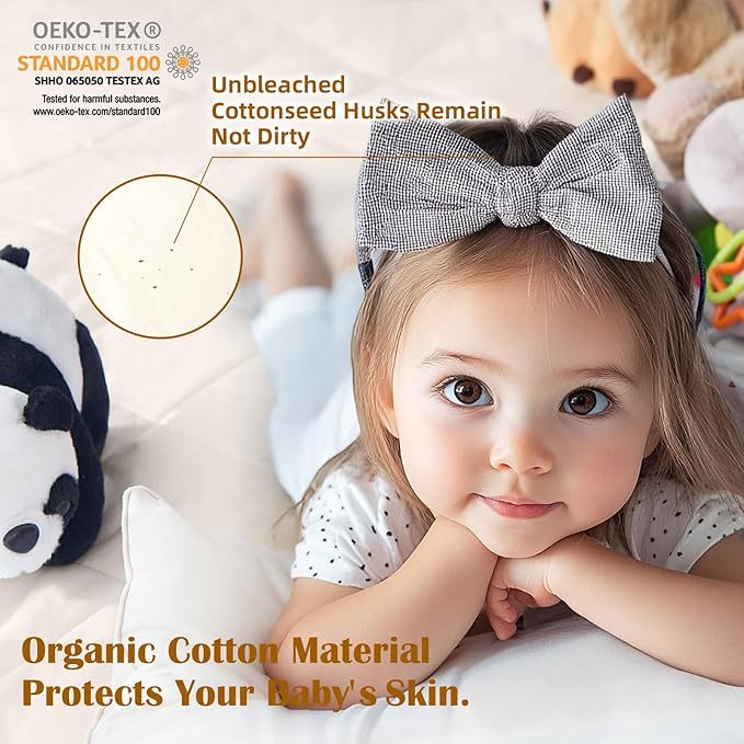 Lofe Organic Cotton Crib Mattress Protector - Top&Side Waterproof, 100% Waterproof Crib Mattress Protector, Breathable Baby Crib Mattress Cover, Toddler Crib Mattress Fitted 52x28x9 in-CubbioJoy