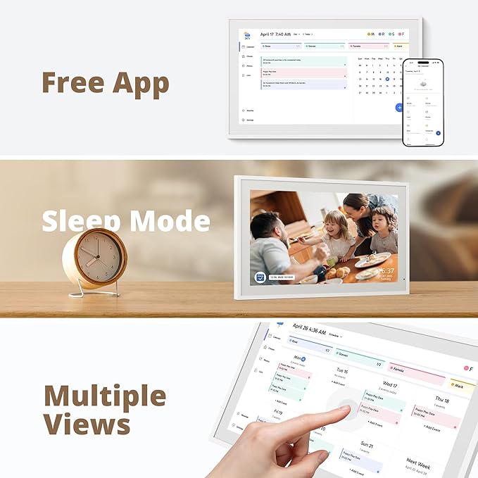 Dragon Touch 21.5 inch Digital Calendar Chore Chart – Interactive Touchscreen, Smart Family Planner, Hearth Display Desk Digital Calendar Seamless Scheduling-CubbioJoy