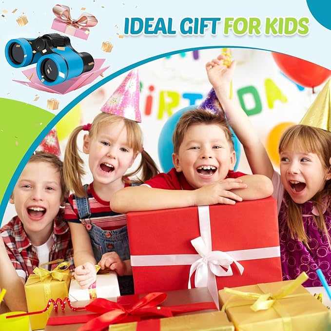 Binoculars for Kids, Kids Binoculars Toys for 3 4 5 6 7 8 Years Boys and Girls, Set with Magnifying Glass & Compass - Birthday Gifts Outdoor Toy for Kid Ages 3-8 Toddler Camping (Blue)-CubbioJoy