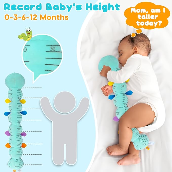 Baby Tummy Time Toys 0-6 Month Musical Stuffed Animal Plush Caterpillar Toy for Infant 6-12 Month Teething Sensory Toy with Crinkle Rattle for Babies 0-3-6 Month Newborn Boy Girl Birthday Gift 1-CubbioJoy