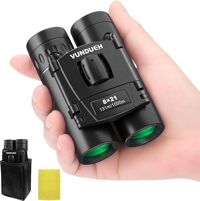 Compact HD Binoculars for Adults and Kids, Children Small High Powered Binoculars with Clear Low Light Night Vision, Mini Pocket Lightweight Waterproof for Hunting Bird Watching Travel Concert-CubbioJoy