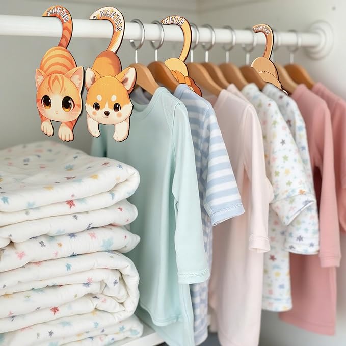 Baby Closet Dividers for Clothes - Set of 8 Unique Animals Design Baby Size Closet Divider Newborn to 24 Months, Babies Wardrobe Closet Organizer Nursery Decor Gender Neutral Kid Clothes Dividers-CubbioJoy