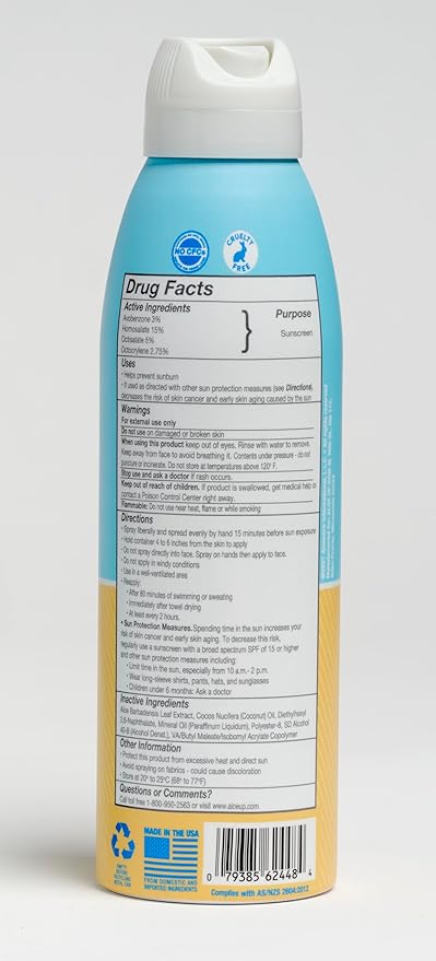 Aloe Up Kids Continuous Sport Sunscreen Spray SPF 50 - Broad Spectrum Sheer Face and Body Sunscreen Protector for Sensitive Skin - With Aloe Vera Gel - Dries Fast - Reef Safe - Fragrance-Free - 5.5 Oz-CubbioJoy