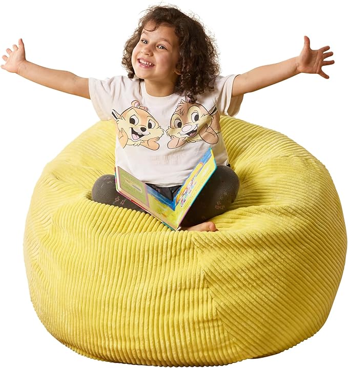 Bean Bag Chairs Teardrop Bean Bag Chair Beanbag Chair with Memory Foam Filled Machine Washable Cover for Living Room, Bedroom (Small,Yellow)-CubbioJoy
