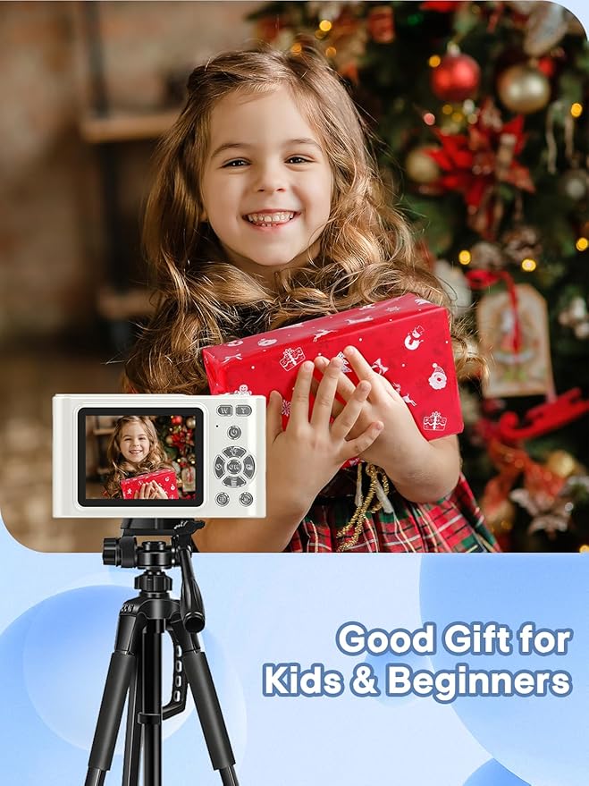 Digital Camera, 44MP Full HD 1080P Point and Shoot Camera with 64GB Card, Anti Shake 16X Zoom Compact Volg Cameras, Portable Small Camara Gift for Kids, Ages Teen Girl Boy - White-CubbioJoy