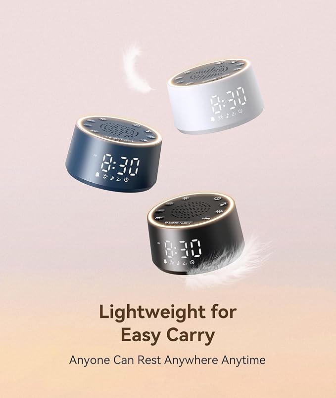 Dreamegg Sound Machine with Nursery Lamp - Sound Machine Baby, Soothing Sounds, Timer, Memory Function, 10 Colour Night Light, White Noise Machine Alarm Clock for Newborn Baby Registry Gift, White-CubbioJoy