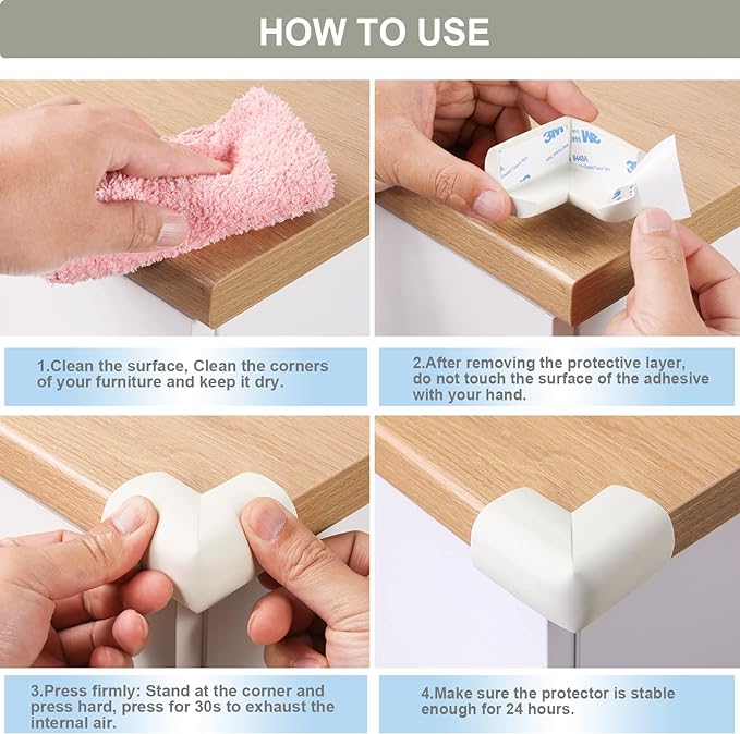 8 Pack Soft Sponge Table Corners, Corner Protector Baby, Baby Proofing Corner Guards, Pre-Taped Furniture Corner Protectors, Child Safety Furniture Bumper, Corner Protectors for furniturey, Black-CubbioJoy