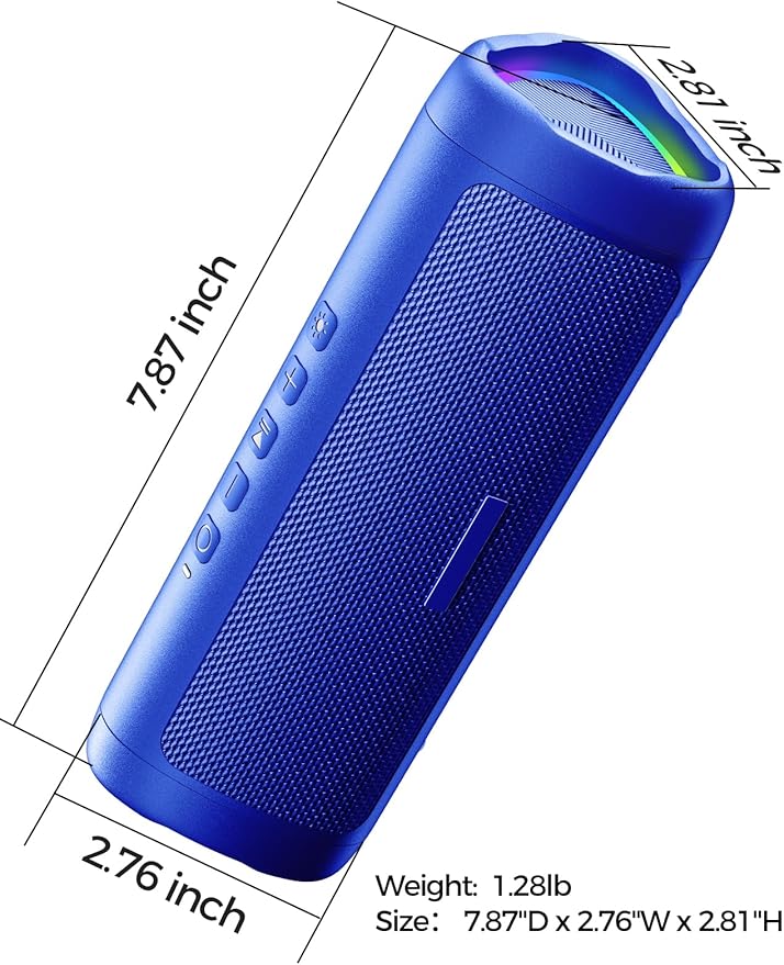 Bluetooth Speaker with HD Sound, Portable Wireless, IPX5 Waterproof, Up to 20H Playtime, TWS Pairing, BT5.3, for Home/Party/Outdoor/Beach, Stocking Stuffers, White Elephant Gifts for Adults (Blue)-CubbioJoy