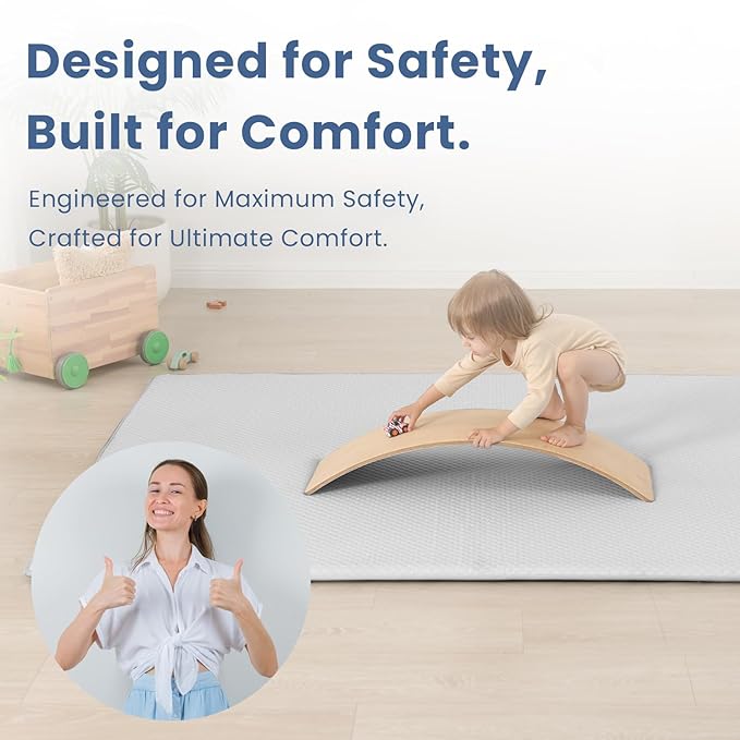 Baby Play Mat for Summer,1.3 Thick Memory Foam Cooling Floor Tummy Time Mat, Soft & Breathable, Non-Slip Rectangular for Toddlers’ Playtime & Rest(Grey,59"x79")-CubbioJoy