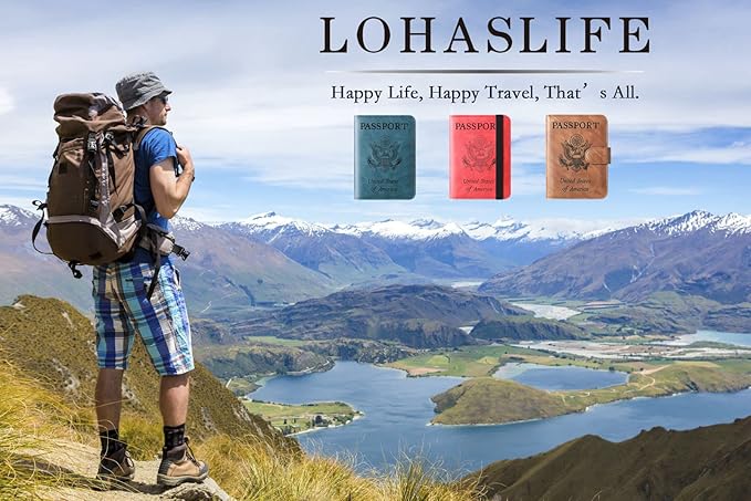 Airtag Passport Holder Cover Wallet Travel Essentials Leather Rfid Blocking Case Vacation Luggage Must Haves Travel Accessories for Men Women (117#Brown)-CubbioJoy