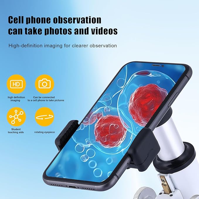 Compound Microscope for Adults & Kids - 40X-2000X High-Power Biological Microscope for Students, School Lab & Home Education, with Slides Set & Phone Adapter-CubbioJoy
