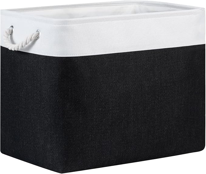 Bidtakay Baskets Extra Large Storage Bins for Clothes Set of 2 Black Baskets for Organizing Fabric Bins 17x12x15 In Tall Baskets with Handles Decorative Basket for Home Organiztion Dog Toy Baskets-CubbioJoy