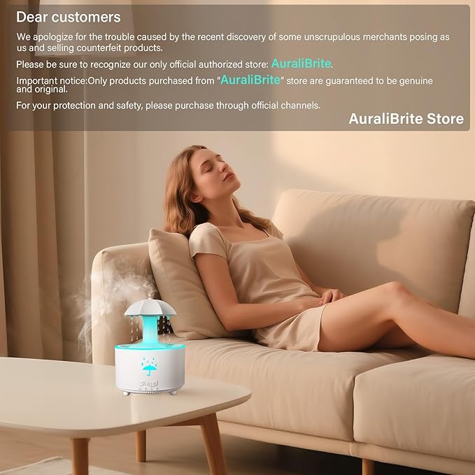 Aesthetic 2-in-1 Humidifier Oil Diffuser with 360° Rotating Raindrop & 7 LED Mood Lights,Ultrasonic Quiet Cool Mist Humidifier for up to 24 Hrs,Ideal Holiday Gifts for Home-CubbioJoy