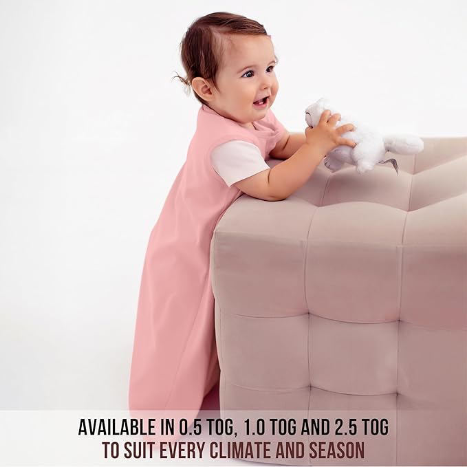 Baby Sleep Sack 1.0 TOG, Organic Cotton Baby Wearable Blanket with Two-Way Zipper, Swaddle Transition Baby Sleeping Bag, All-Season Sleep Sack for Newborn Infant Toddler Boy Girl, 0-6 Months, 1-Pack-CubbioJoy