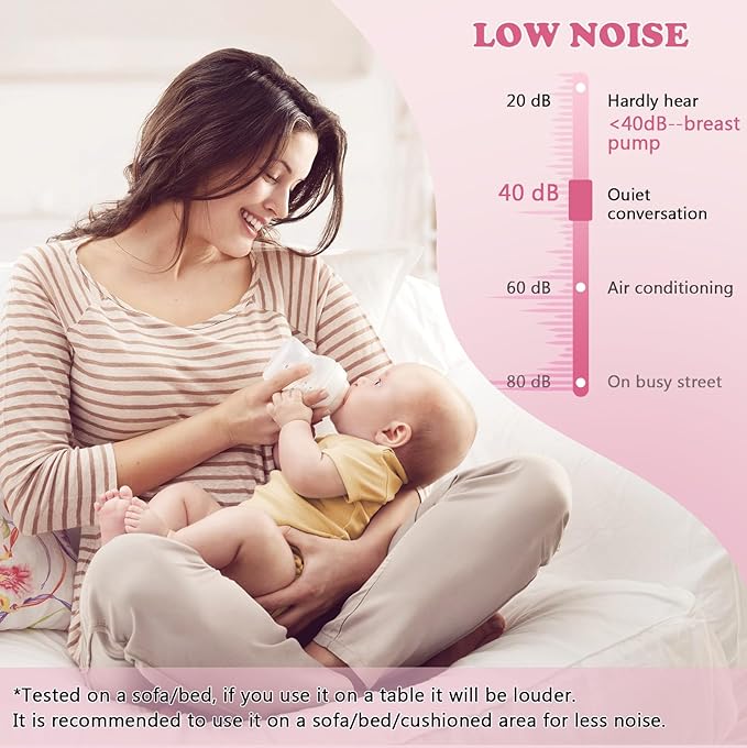 Double Electric Breast Pump Strong Suction, Portable Breast Pump Electric Breastfeeding Pump, Rechargeable Milk Pump with 4 Modes & 9 Levels, Low Noise, Anti-Backflow & LED Display, 24mm Flange, Pink-CubbioJoy