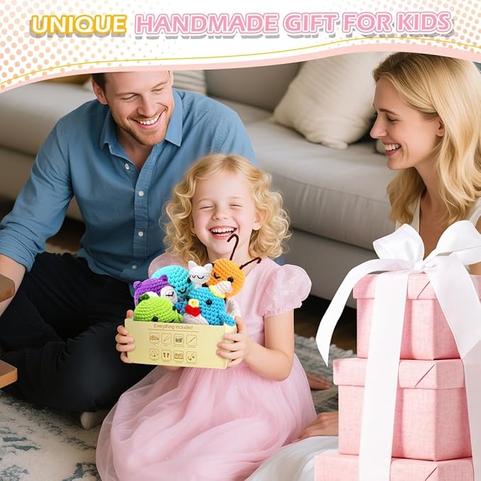 6 PCS Crochet Animal Kit –2026 DIY Amigurumi Crochet Kit for Beginners, Knitting Crochet Kit For Kids Adults , Knitting Kit with detailed videos tutorials, Yarn, Hook, Best Gift For Crochet Lovers-CubbioJoy