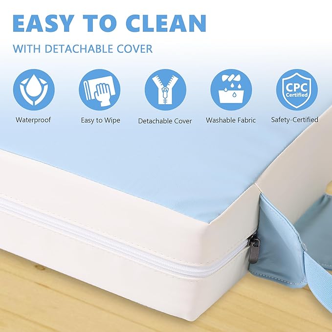 Booster Seat for Kitchen Chair with Adjustable Straps, Toddler Booster Seats for Dining Table Portable for Travel Camping Eating, Booster Cushion for Table for Baby Child Infant Kid Boy Girl-CubbioJoy