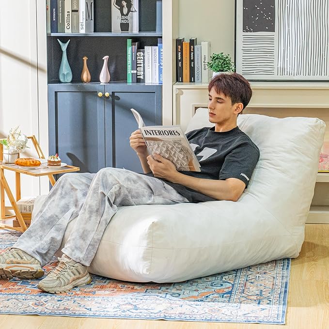 Bean Bag Chair Lazy Bean Bag Sofa, Floor Beanbag Chairs with Stuffed High-Density Foam, Memory Foam Bean Bag Sofa for Living Room, Bedroom and Office-CubbioJoy