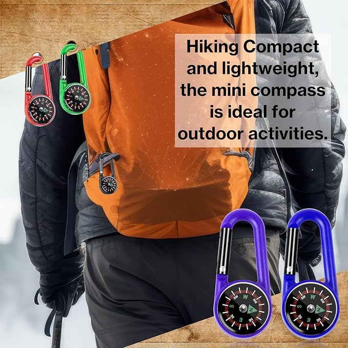 12 Pcs Mini Compass Keychain for Kids Bulk, Small Pocket Magnetic Compass Survival Hiking for Outdoor Survival Camping Party Backpacking Accessory