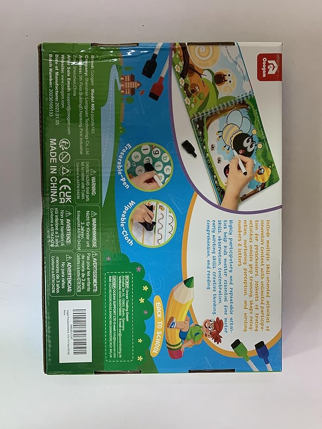 Coogam Pencil Control Tracing Workbook, Learn to Write Alphabet ABC Letters Numbers Handwriting Book Fine Motor Montessori Educational Toy Gift for Preschool Kids-CubbioJoy