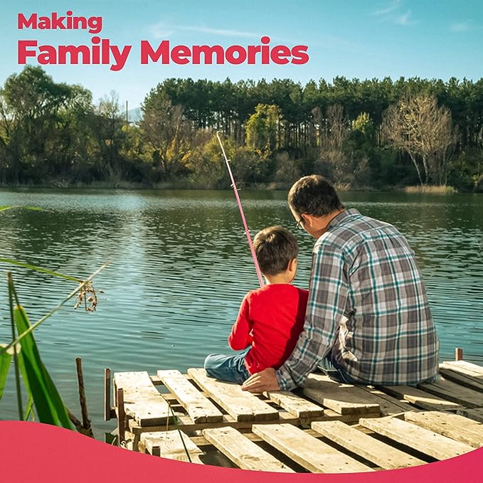 DaddyGoFish Kids Fishing Pole - Rod Reel Combo Tackle Box Starter Set - First Year Small Gear Kit for Boys Girls Toddler Youth Age Beginner Little Children-CubbioJoy