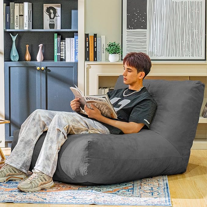 Bean Bag Chair Lazy Bean Bag Sofa, Floor Beanbag Chairs with Stuffed High-Density Foam, Memory Foam Bean Bag Sofa for Living Room, Bedroom and Office-CubbioJoy