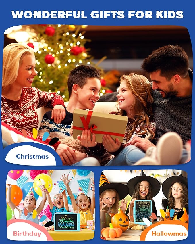 Bravokids Toys for 3-6 Years Old Girls Boys, LCD Writing Tablet 10 Inch Doodle Board, Electronic Drawing Pads, Educational Birthday Gift for 3 4 5 6 7 8 Years Old Kids Toddler (Blue)-CubbioJoy